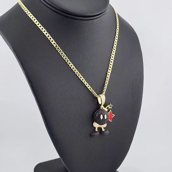Brand New Sterling Silver 925 Mario Bomber Necklace